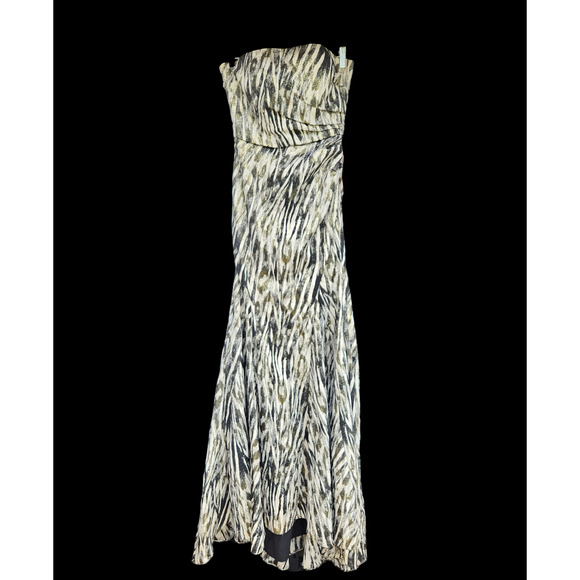 Badgley Mischka Strapless Ruched Cocktail Gown Long Dress 6 - Picture 1 of 7